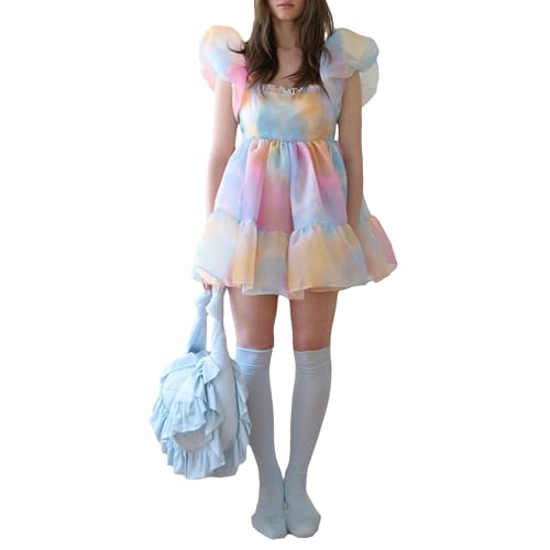 Amazon.com: Fairy Mesh Tulle Dress for Women Puff Sleeve