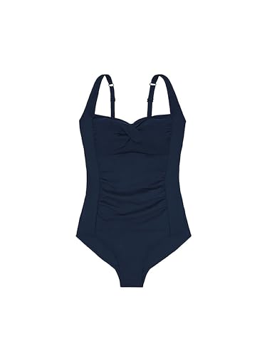 Dorina Fiji Maillot de Bain Sculptant Légèrement Rembourré, sans Fil, Contrôle Moyen, Modelage du Ventre, Détail Torsadé, Bretelles Ajustables, Encre