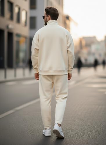 Image of Mack Jonney Solid Half Zipper Track Suit for men | Co-ord Set | Warm Fleece Tracksuit Set | Full Sleeve Sweatshirt