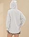 Locachy Womens Oversized Sweatshirt Hoodies Button Henley Neck Pullover Tops Fashion Outfits Clothes Light Grey Medium