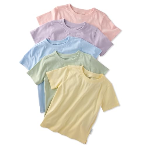 Image of Butterblu Taylor 5-Pack Short Sleeve T-Shirts​ 100% Organic Cotton | GOTS Certified Organic Cotton for Baby, Toddler Girls, Boys, Unisex, Made to Match Layering Solid Colors
