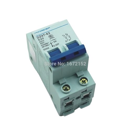 Disyuntor de seguridad tipo D 2P 20A 415V para cuadro eléctrico magnetotérmico 50Hz
