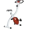SPORTNOW Cyclette Magnetica Pieghevole a 8 Livelli di Resistenza con Monitor LCD, Cyclette da Casa con Seduta Regolabile, Supporto Tablet, Ruote, Sensore di Pulsazioni, in Acciaio, Rosso
