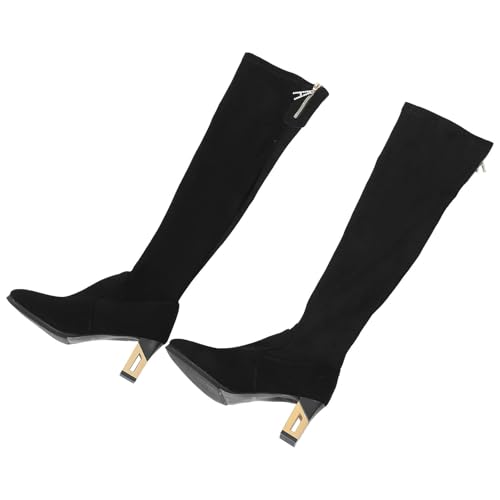 Bottes longues femme hiver à talon épais élégantes et chaudes cuissardes dessus du genou