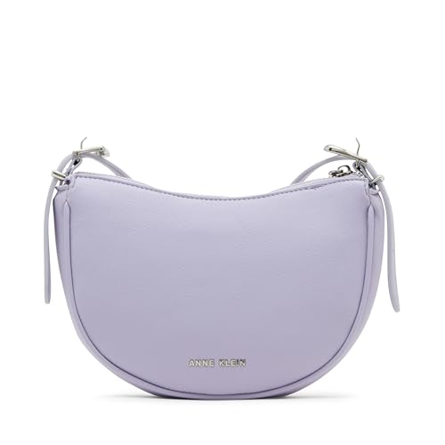 Anne Klein Womens Sculpted Buckle Half Moon Crossbody, Gentle Lavender2