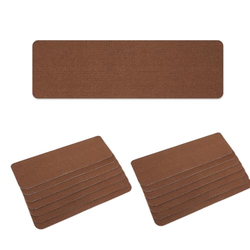 Fkstyle 階段マット 45cm 19cm 犬滑り止めマット 厚手 15枚セット おしゃれ カーペット 防音 キズ防止 転倒防止 (ブラウン, S)