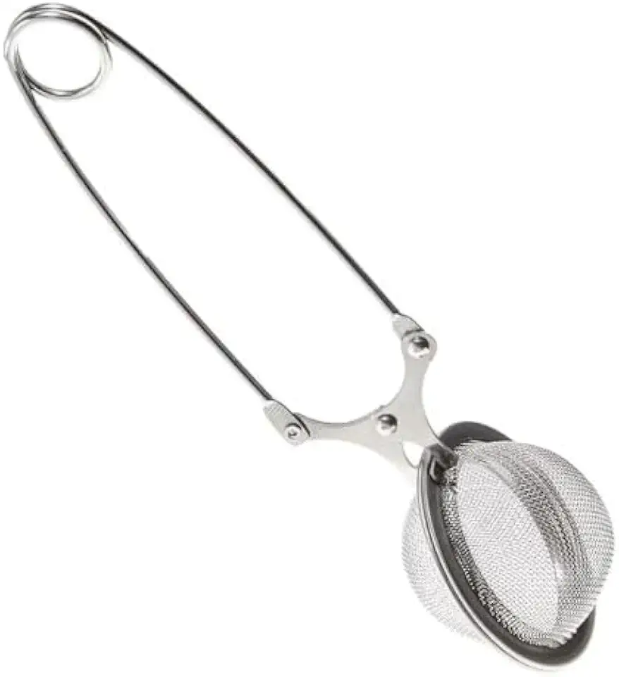 Infusor De Chá Aço Inoxidável Tipo Pinça Filtro Para Ervas e Chás Cabo Longo Reutilizável Fácil Limpeza 21,3 cm