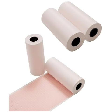 Fuyatina 4 Rolls Thermal Paper Only Fits for LIFEPAK 15 and LIFEPAK 35 Printer, Each Roll Size 100 mm x 20 meters, Red Grid in One Side, The Other Side Blank, Premium Thermal EKG Paper Cover