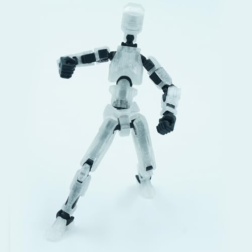 Image of Dummy 13 Action Figure Robot | Fully Articulated 3D Printed Robot Toy | 5.4-inch Collectible Figurine | Matte Finish| Unassembeled (Semitransparent-Black)