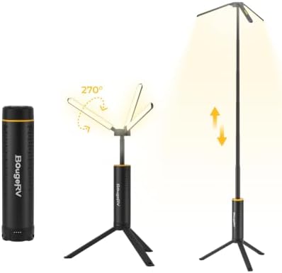 BougeRV Campinglampe T1, 8–102 Std. Laufzeit, 1,68m Einziehbar, Schwarz | 15600mAh 3000LM IPX5, 2,5 Stunden Ladezeit, Teleskop Lampe, Höhe & Winkel Einstellbar Campinglaterne, für