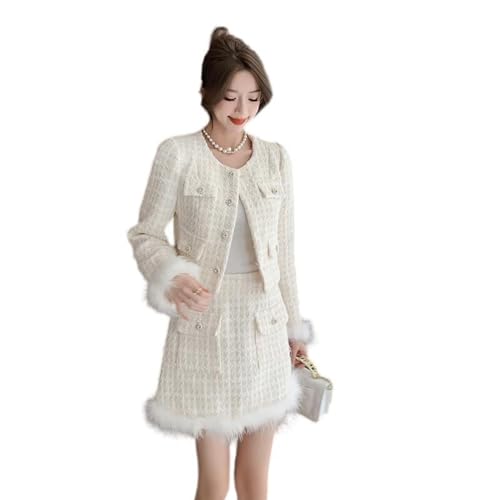 Ensemble deux pièces en tweed habillé pour un look de bureau chic