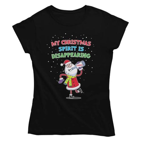 Low Frequency Clothing Bah Humbug Santa My Christmas Spirit is Disappearing - Camiseta de Navidad para mujer, Negro, M