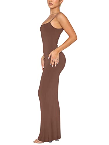 REORIA Women's Basic Sexy Lounge Slip Long Dress Elegant Sleeveless Backless Ribbed Bodycon Maxi Dresses2