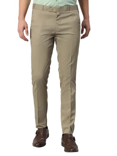 Image of Vogaan Formal Pant with Expandable Waist for Men | Men's Cotton Regular Fit Flat Front Pant for Party and Casual Wear