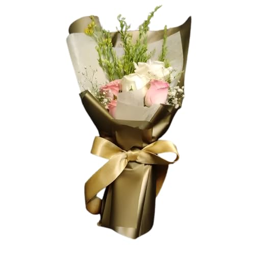 Image of Oasis Frosted Antique Gold Bouquet Wrapping Roll | Premium Korean Style Flower Wrap for Fresh Flowers & Gift Packaging | Florist Essential Supplies | 60 Micron - 25 Meter Long
