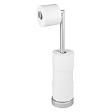 SIN PERFORACIONES: Debido a que este dispensador de papel higiénico se mantiene de pie, no tendrá que fijarlo con tornillos a la pared. Esto supone una gran ventaja en las viviendas de alquiler.