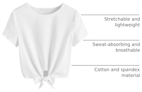 Image of Kilymosy Girls Short Long Sleeve Shirt Casual Front Knot Tops Tee Blouse 5-12 Years