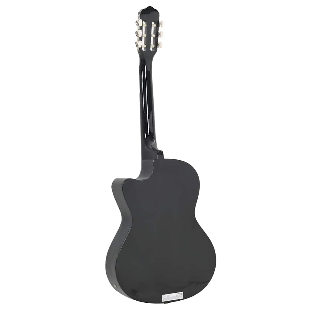 Westerngitarre Cutaway mit 4-Band-EQ Schwarz aus Lindenholz für Einsteiger und Kinder, inklusive Zubehör, Gurt, Plektrum, Stimmgerät, Tasche, ideal für Hobby und Unterricht
