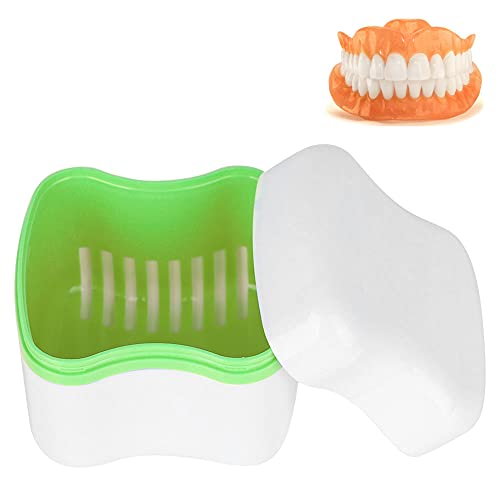 Recipiente de dentadura, pequeno e água - caixa de próteses para crescimento bacteriano para idosos