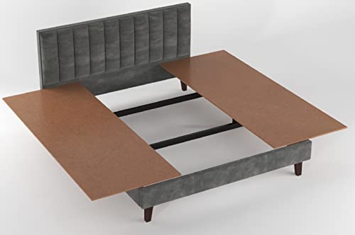 Image of MAMTA Decoration Sheesham Wood Queen Size Bed Solid Wood Upholstered Double Bed Cot Palang Wooden Bed for Bedroom Living Room Home Furniture (Grey Finish)
