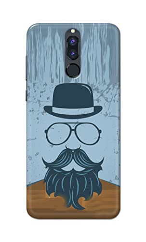 Image of PRINTFIDAA Mustache Beard and Hairstyle Hipster in Glasses Printed Designer Hard Case for Huawei Mate 10 Lite /Huawei Nova 2i / Huawei Honor 9i Back Cover -(e) RPM1002
