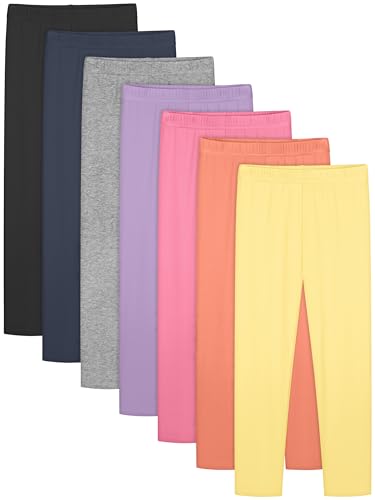 Resinta 8 Pack Girls Cotton Leggings Assorted Pull on Warm Stretchy Soft Leggings Tights Full Length Pants for Kids Multipack