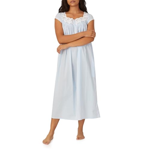 Image of Eileen West Queen Anne's Lace Womens Sleepwear & Loungewear - Florentine Lace Collection - 100% Cotton Soft Long Nightgown