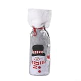 Sumsoctober Funda de botella de vino de Papá Noel de dibujos animados, bolsa decorativa de tela no tejida para fiestas, hogar, restaurante, decoración de 33 x 13 cm (muñeco de nieve)