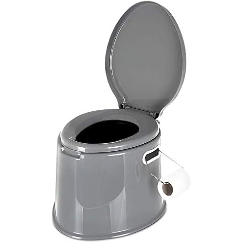 Hillington Lightweight and Portable 5L Camping Toilet with Seat, Lid, Handles and Roll Holder - Compact Waste for Indoor and Outdoor LooCaravan Picnic and Festivals (Without Cover) Cover