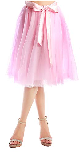 Dancina Tulle Skirt for Women Tea Length Tutu A Line Midi Women Regular (Size 2-18) Pink