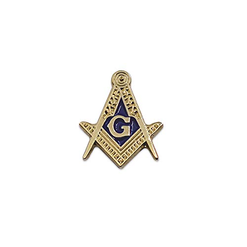 Square & Compass Masonic Lapel Pin - [Gold & Blue][5/8'' Tall]