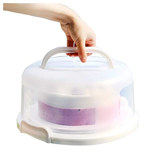 Cake Carrier with Handle Small Portable Round Cheesecakes Container Clear Lid for Transporting Pies, Cookies, Desserts Suitable for 6 inch Cake or Less(White)