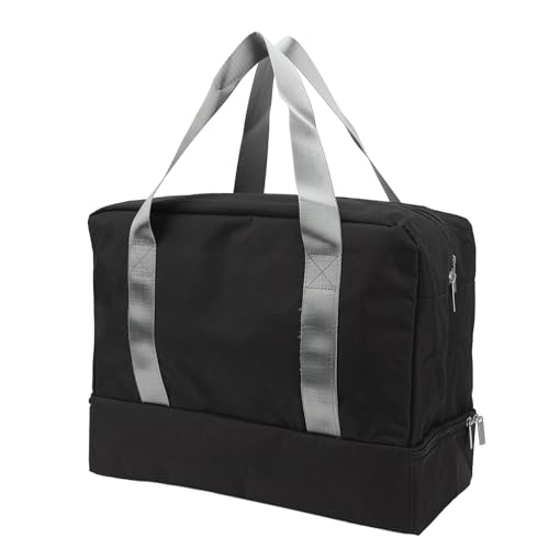 Dry Wet Separated Gym, Lightweight Duffle for Men Women, Travel with Shoe Cabinet and Practical Small, Made of Durably Cationic Fabric, 39x18x30cm (Black)2
