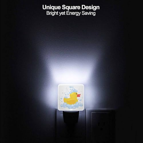 Image of LED Night Light,Cartoon Yellow Rubber Duck LED Night Light Plug into Wall with Dusk to Dawn Light Sensor White Energy Efficient Nightlight for Bedroom Bathroom Hallway Living Room Kitchen