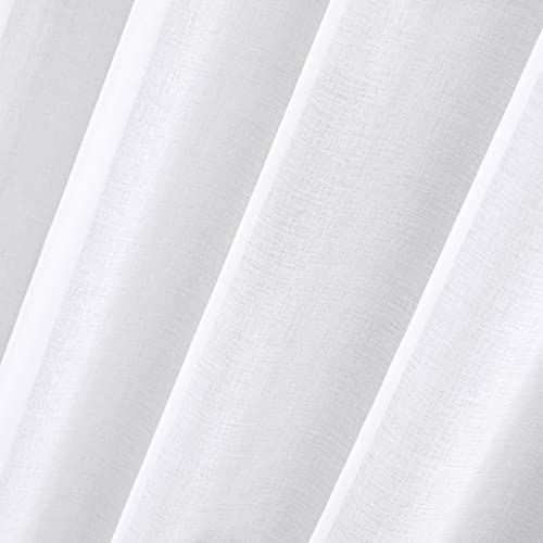Highseason White Sheer Curtains 96 Inches Long,Solid Rod Pocket Top Draperies For Living Room/Bedroom(White,Set Of 2,52 X 96 Inch Length) #TOP2