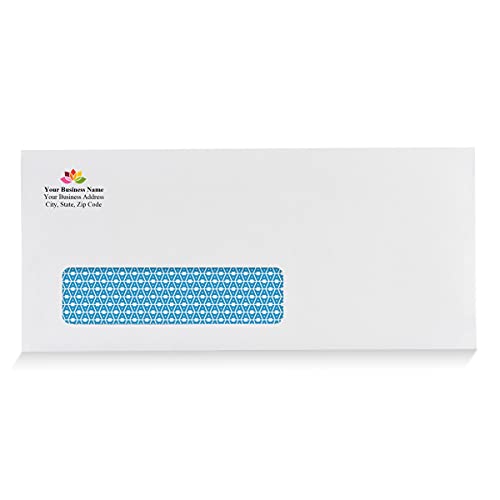 Aimoh #10 Custom Printed Single Left Window Self Seal Security Envelopes, Text and Logo Customization, Self Sealing Closure, Security Tinted, Size 4-1/8 x 9-1/2 Inches, 24 LB, 100 Count (72352-100)