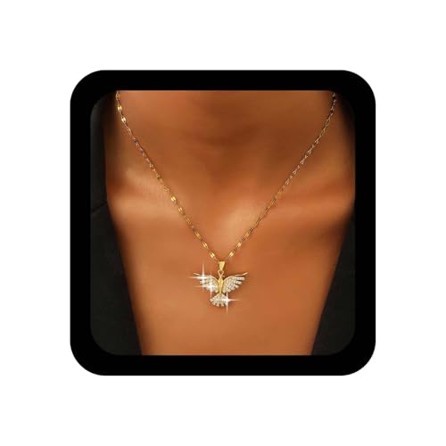 Xmsrn Vintage Collar Colgante Cristal Fénix Rhinestone Collar Gargantilla Aves Cristal Collar Ala Pájaro Oro Brillante Cz Collar Gargantilla Joyería Para Las Mujeres
