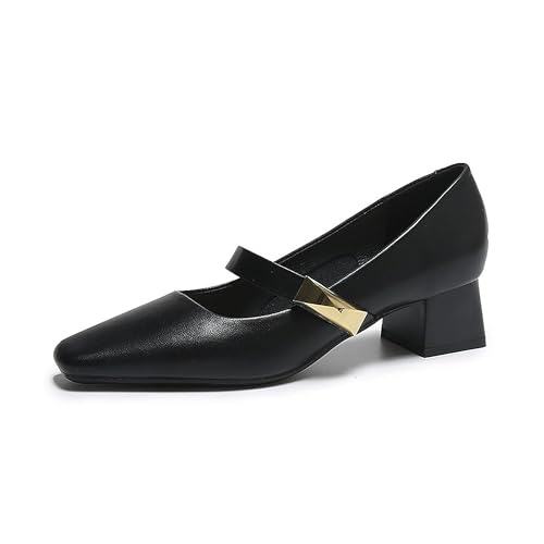 Chaussures plates décontractées Mary Jane bout carré pour robe de bureau