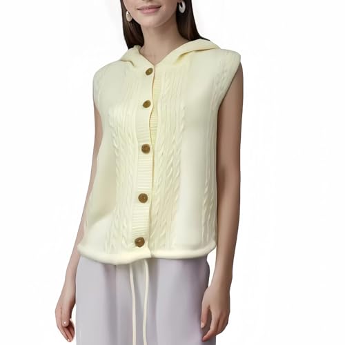 Amazon.com: Velius Women Knit Button Down Drawstring Sweater Vest