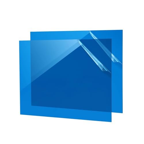 Image of Blue Acrylic Sheet 12 inch x 16 inch x 1 /8 inch, 2 Pack UU&FIL Glossy Transparent Colored Cast Plexiglass Sheets for Laser Cutting, DIY Display Projects, Wall Decor, Signs, Crafts, Easy to Cut and Engrave