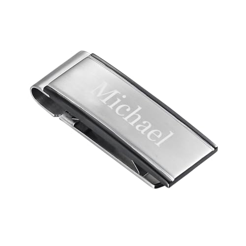 Visol Personalized Stainless Steel Clip Mechanism Money Clip Wallet Business Card Holder Gift for Men with Free Engraving (Javier)