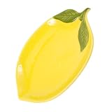 Hoement Plato de cerámica en forma de limón Plato de cocina amarillo decorativo de cerámica pulida Adecuado para cocina casera y pasteles para el hogar o el restaurante