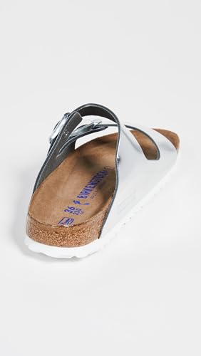 Image of Birkenstock Women's Arizona SFB Sandal, Metallic Silver, 6.5 Medium US