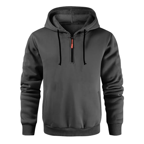 GOFULY Quarter Zip Hoodie Men Big And Tall Fleece Sweatshirts Lightweight Fall Plus Size Pullover Hoodie With Pocket Outfits
