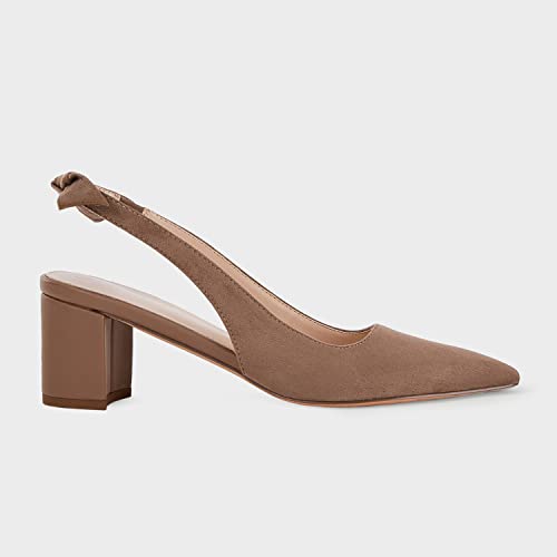 Image of Juliet Holy Womens Pumps Pointed Toe Slip on Slingback Cute Bowknot Classic Chunky Block Heels