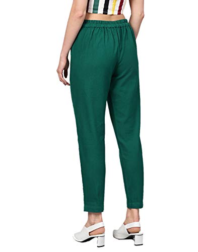 Image of DIGITAL SHOPEE Women Regular Fit Elastic Waist Full Length Cotton Formal Trouser for Casual Wear, Office Wear