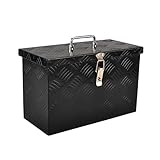 FGJQEFG 16 Inch Aluminum Truck Bed Tool Box Truck Car Outdoor Trailer Pickup Underbody Toolbox,RV Storage OrganizerTrailer Storage W/Side Handle&Lock,5 Bar Tread,Black(16'X7.5'X10')