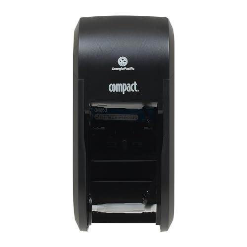 Compact 2-Roll Vertical Coreless High-Capacity Toilet Paper Dispenser by GP PRO (Georgia-Pacific), Black, 56790A, 1 Dispenser