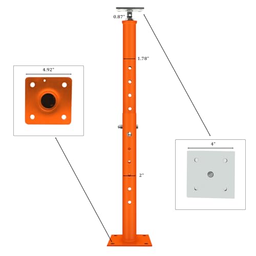 4 Pcs House Floor Jacks Post for Leveling,Adjustable Support Jack 19-36" Height Range,Floor Jack Stand 2 ton - 4400 lbs Height Capacity (Each),Screw Jack,Lift Supports,Level Supports Orange Orange by Hotloop - Image 5