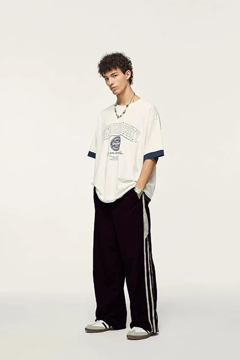 Stripes Track Pants Women Y2k Parachute Pants Mens Baggy Wide Leg Sweatpants Cargo Jogger Pants4